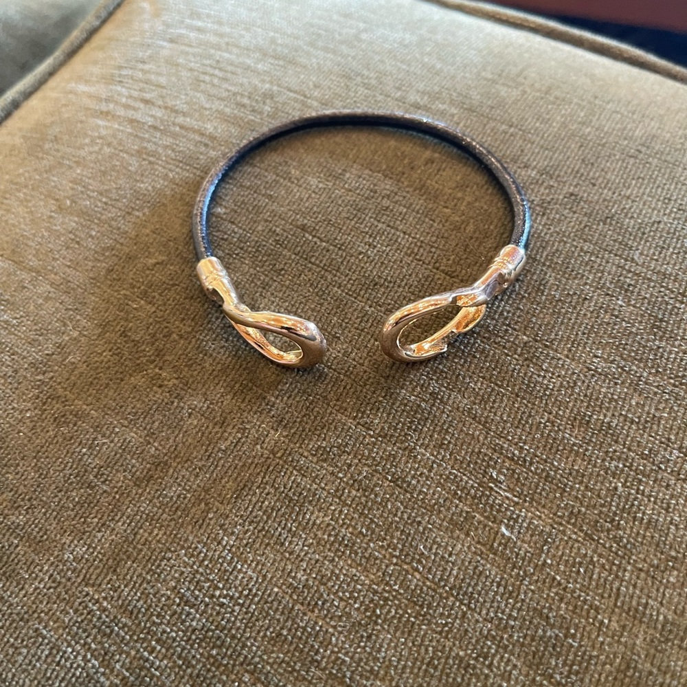 Gold with leather strap bracelet